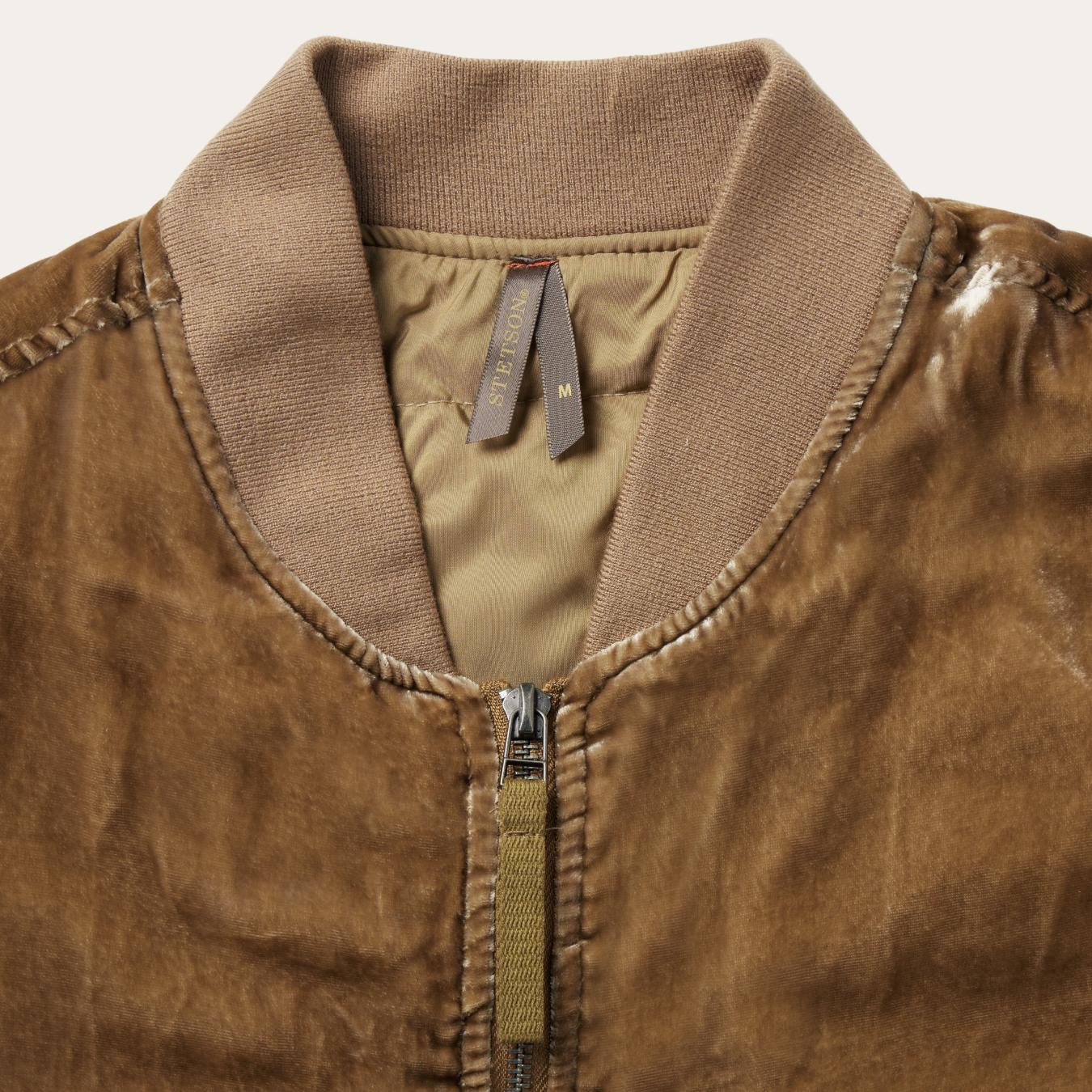 Women Jackets | Stetson Embroidered Velvet Bomber Jacket Copper
