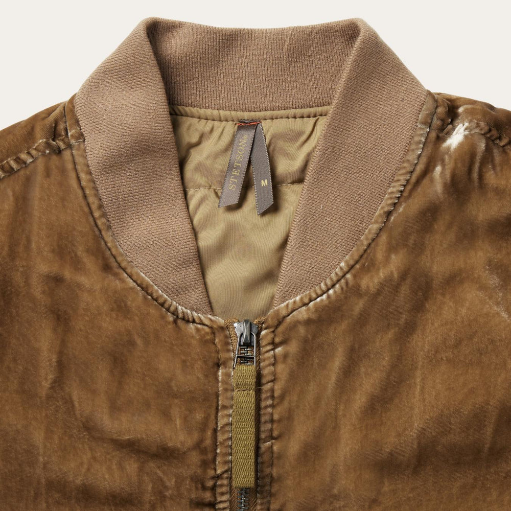 Women Jackets | Stetson Embroidered Velvet Bomber Jacket Copper