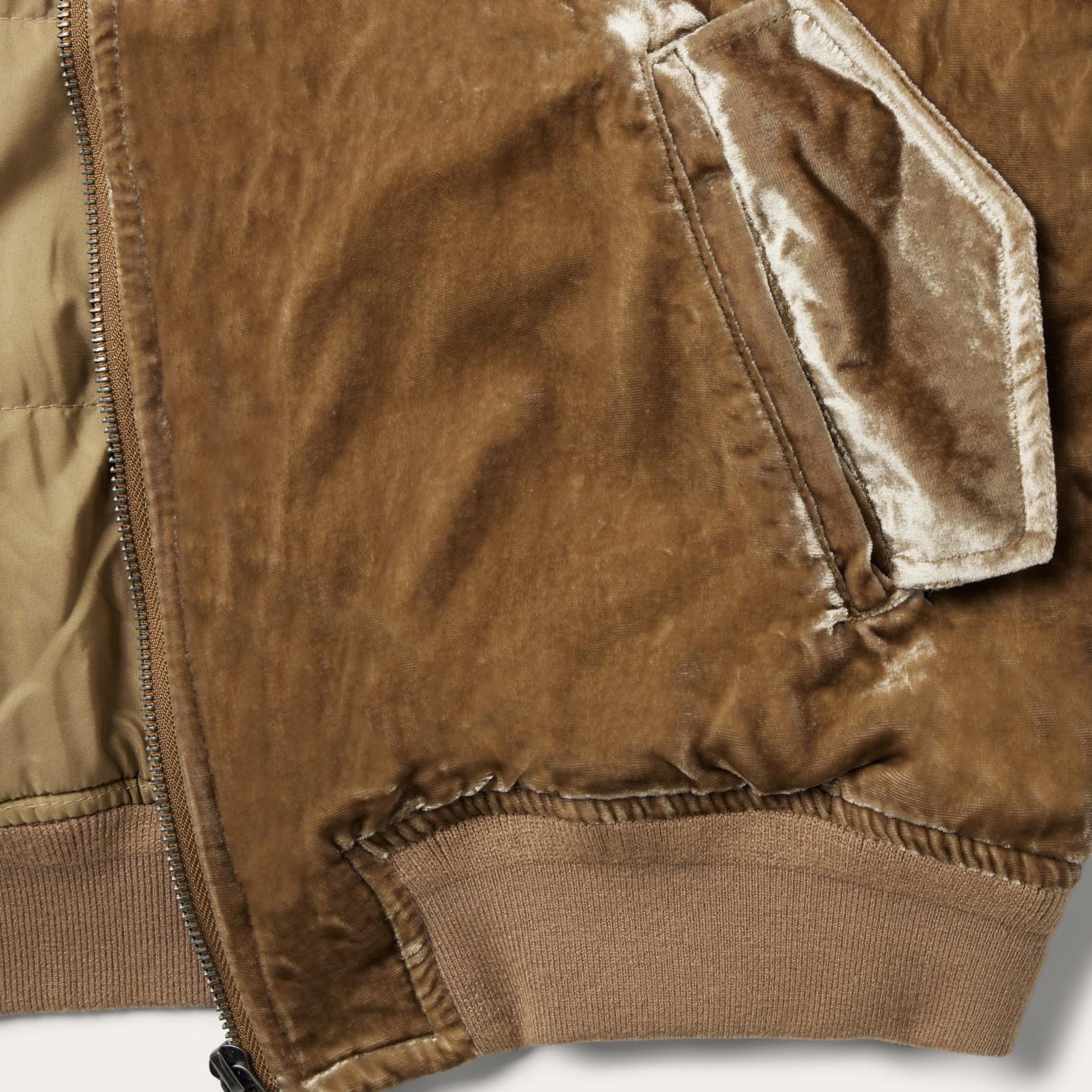 Women Jackets | Stetson Embroidered Velvet Bomber Jacket Copper