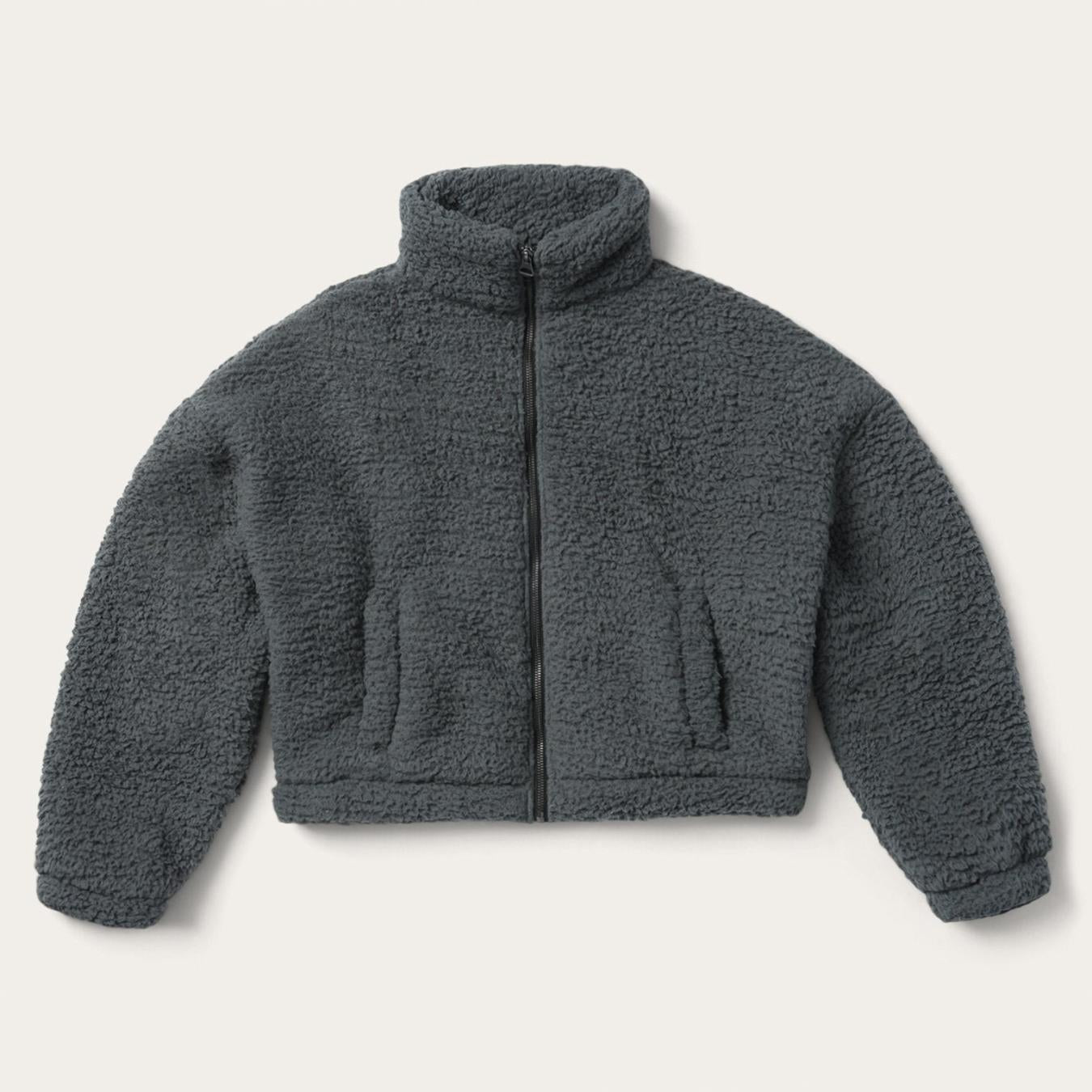 Women Jackets | Stetson Fuzzy Teddy Bear Fleece Jacket Grey
