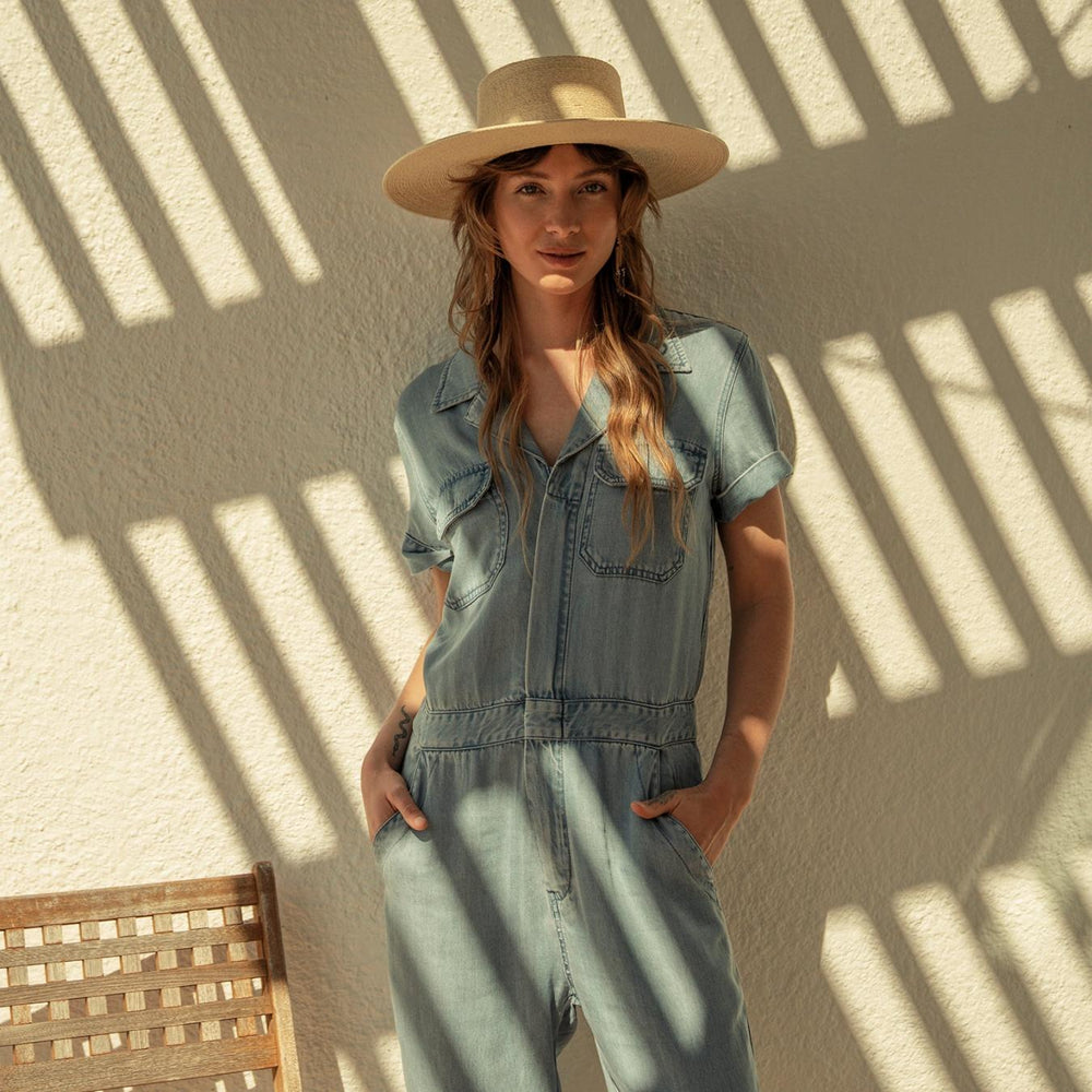 Women Jumpsuits | Stetson Notch Collar Jumpsuit Blue