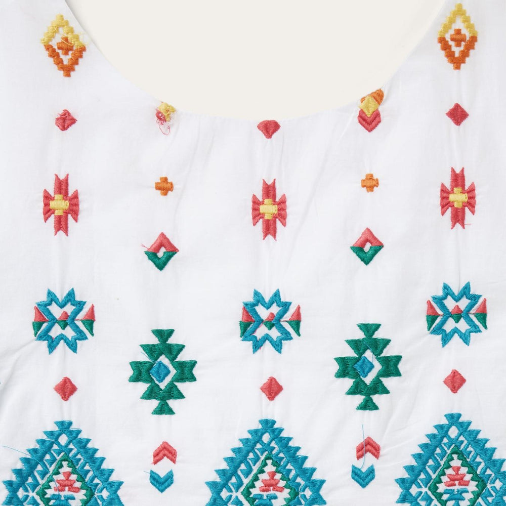 Women Midi | Stetson Bright Schiffli Embroidered White Cotton Lawn Dress White