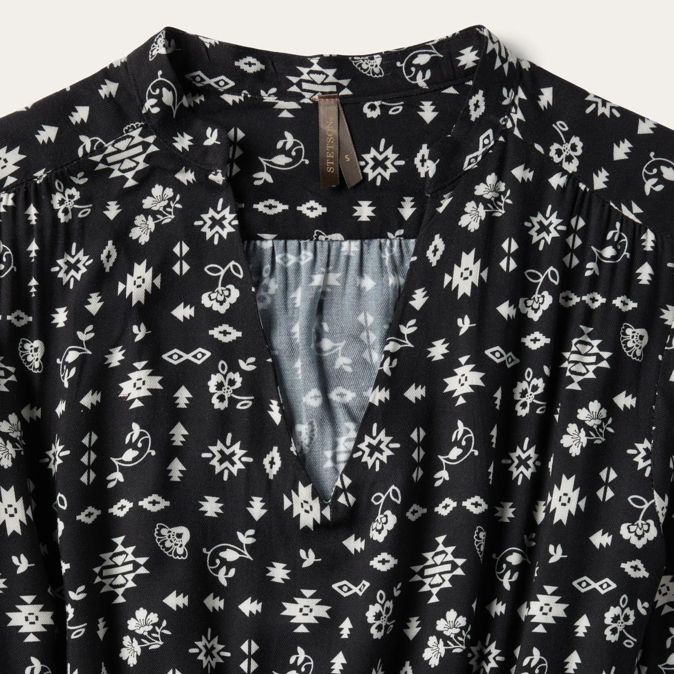 Women Midi | Stetson Southwestern Ditzy Print Dress Black