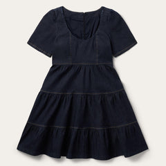 Women Mini | Stetson Dark Denim Dress With Contrast Top Stitching Blue