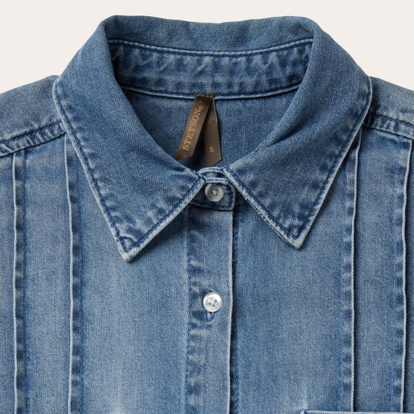 Women Mini | Stetson Denim Button Front Shirt Dress Blue