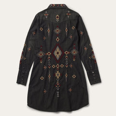 Women Mini | Stetson Embroidered Black Denim Shirt Dress Black