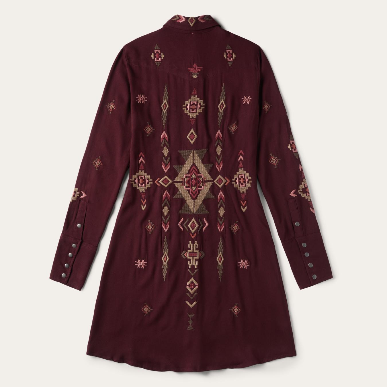 Women Mini | Stetson Embroidered Shirt Dress Wine