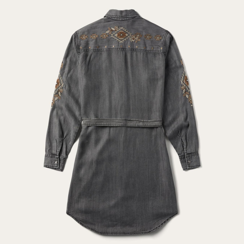 Women Mini | Stetson Embroidered Snap Front Shirt Dress Black