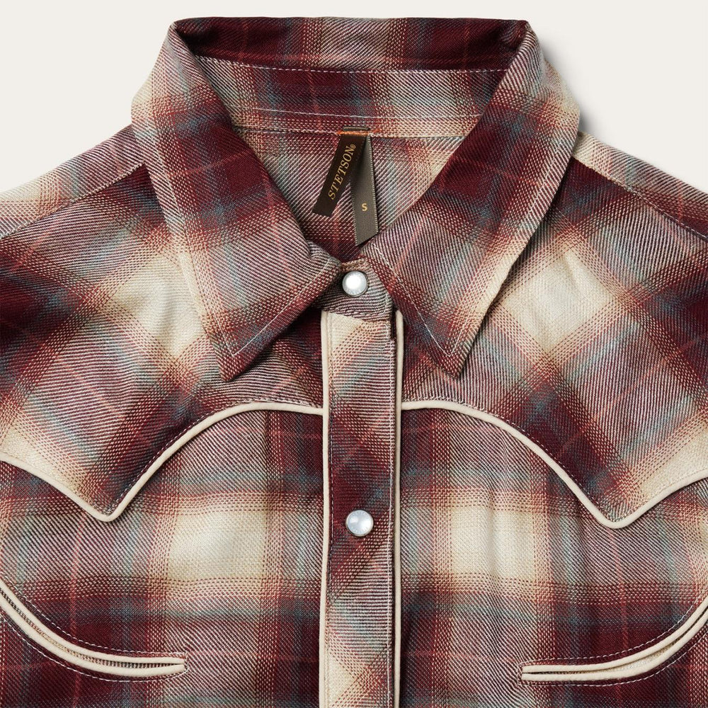 Women Shirt Dresses | Stetson Black Cherry Plaid Shirt Dress Red