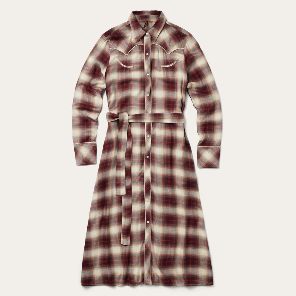 Women Shirt Dresses | Stetson Black Cherry Plaid Shirt Dress Red