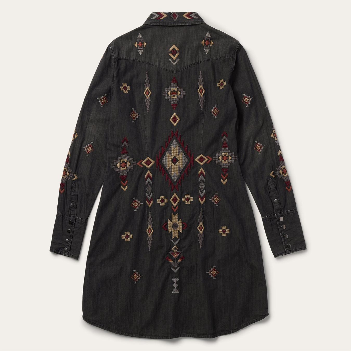 Women Shirt Dresses | Stetson Embroidered Black Denim Shirt Dress Black
