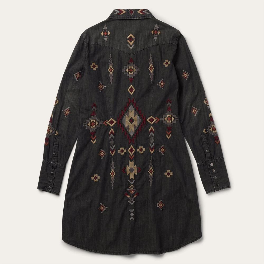 Women Shirt Dresses | Stetson Embroidered Black Denim Shirt Dress Black