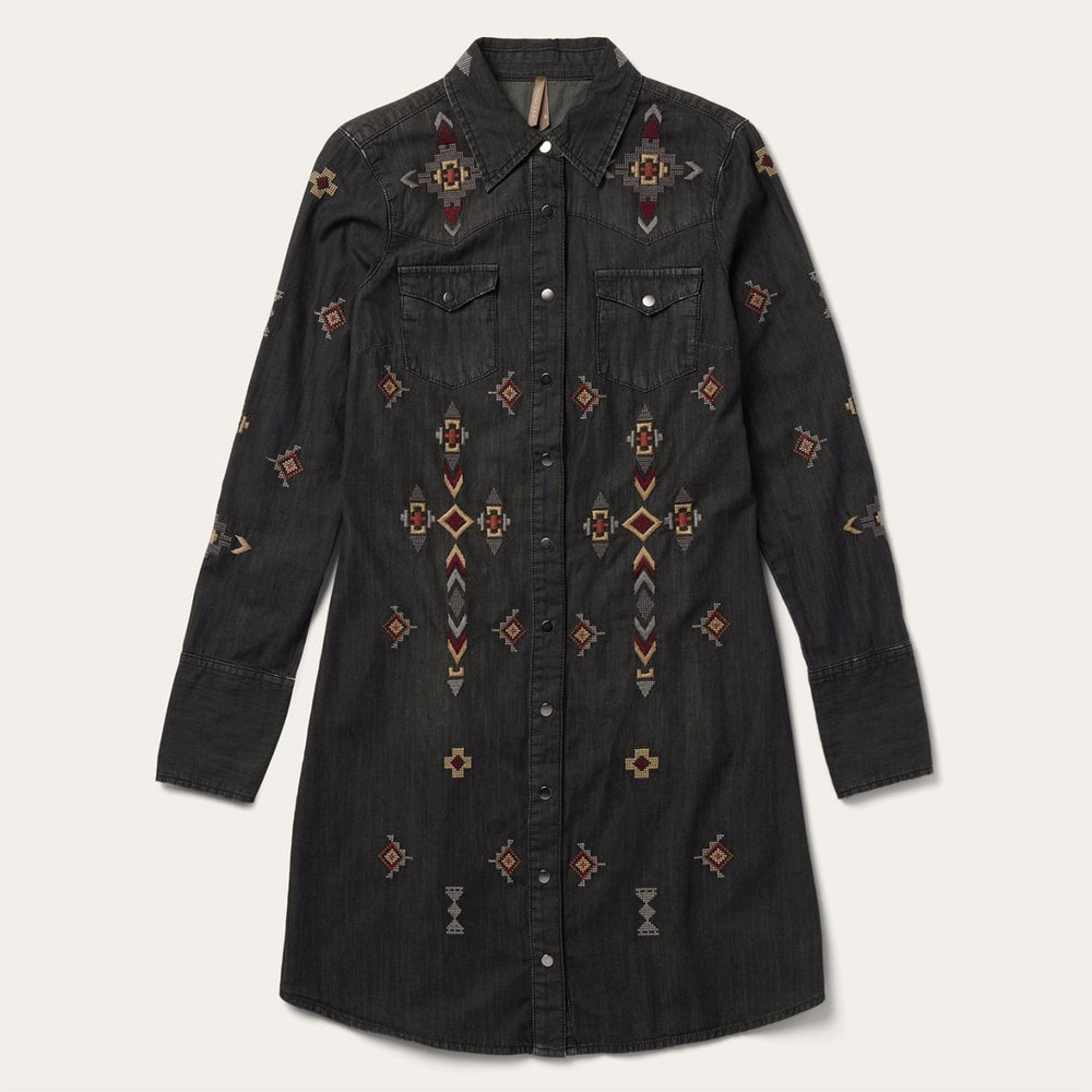 Women Shirt Dresses | Stetson Embroidered Black Denim Shirt Dress Black