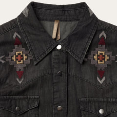 Women Shirt Dresses | Stetson Embroidered Black Denim Shirt Dress Black