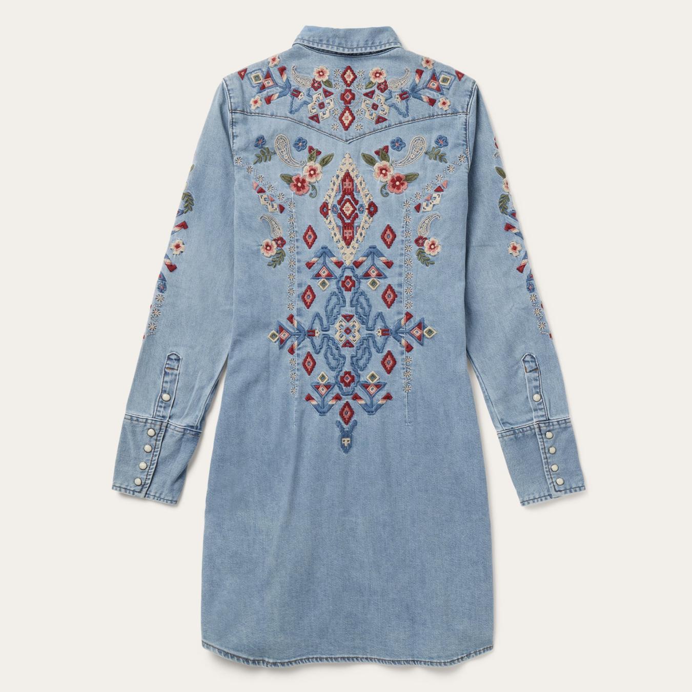 Women Shirt Dresses | Stetson Embroidered Denim Shirt Dress Blue