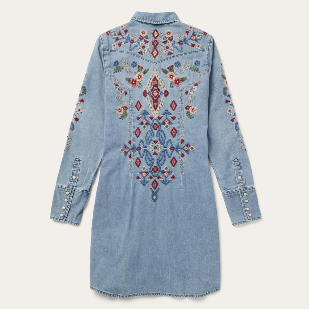 Women Shirt Dresses | Stetson Embroidered Denim Shirt Dress Blue