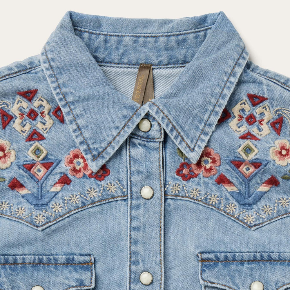 Women Shirt Dresses | Stetson Embroidered Denim Shirt Dress Blue