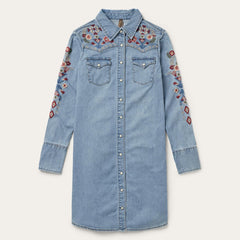 Women Shirt Dresses | Stetson Embroidered Denim Shirt Dress Blue