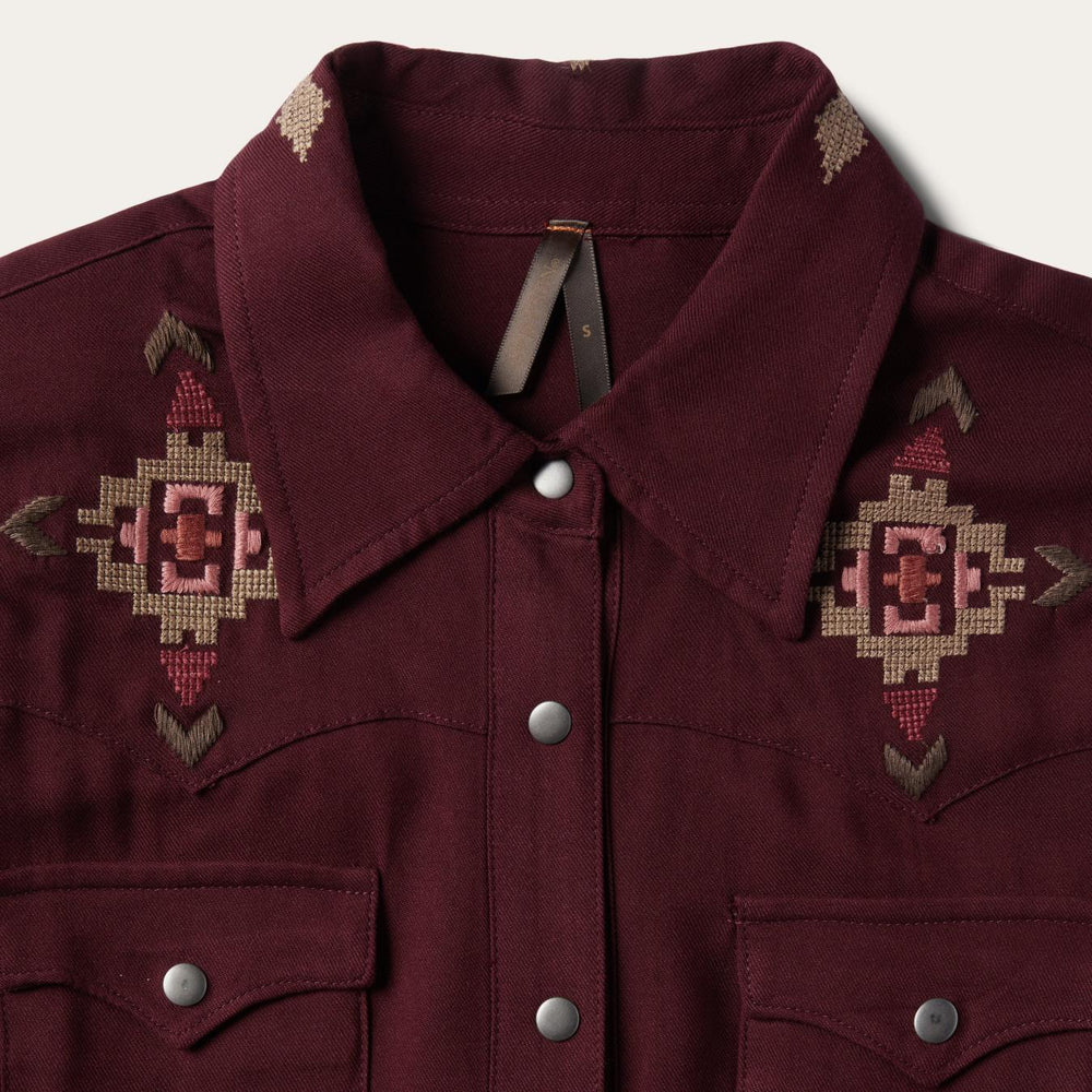 Women Shirt Dresses | Stetson Embroidered Shirt Dress Wine