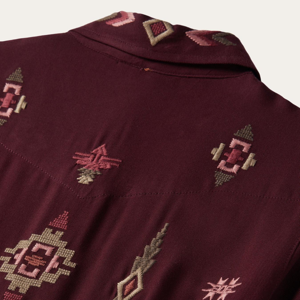 Women Shirt Dresses | Stetson Embroidered Shirt Dress Wine