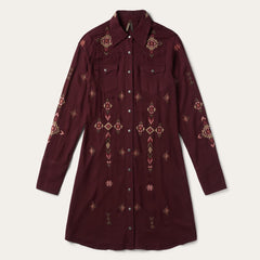 Women Shirt Dresses | Stetson Embroidered Shirt Dress Wine