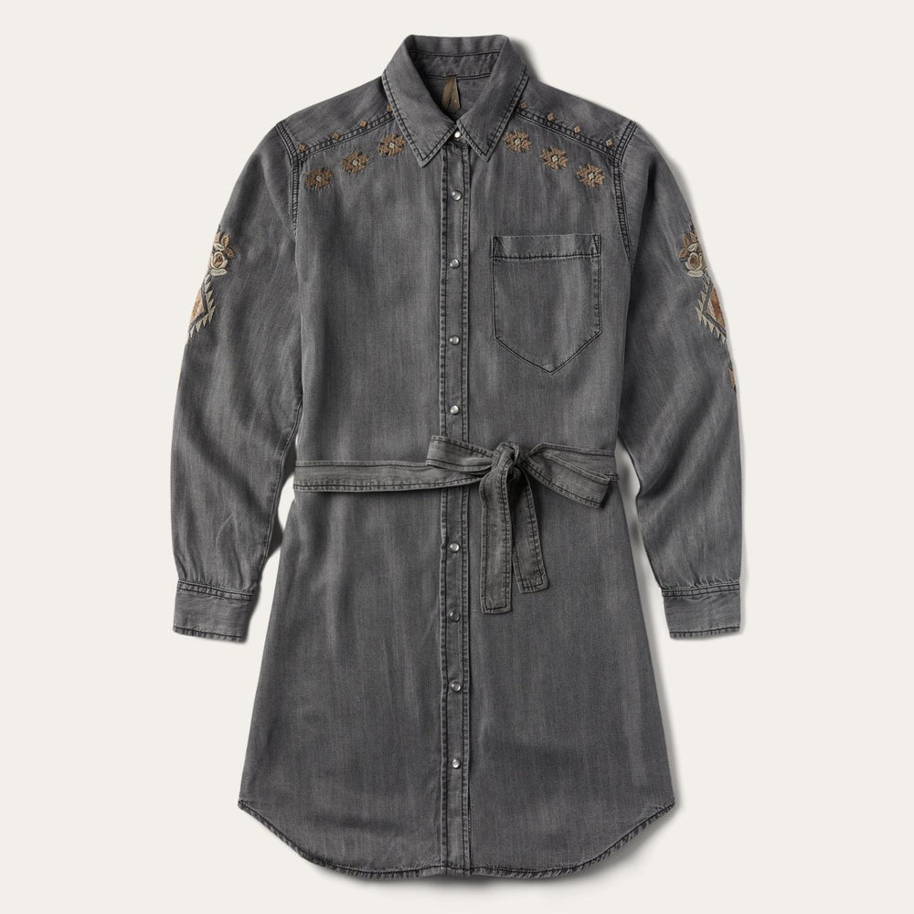 Women Shirt Dresses | Stetson Embroidered Snap Front Shirt Dress Black