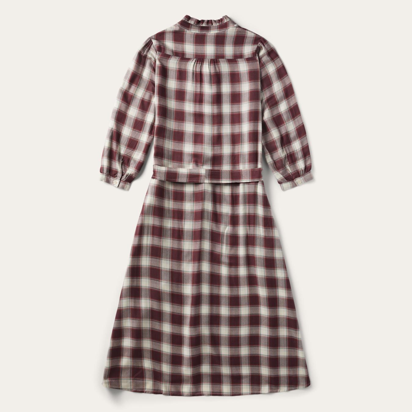 Women Shirt Dresses | Stetson Gaucho Plaid Prairie Shirt Dress Wine