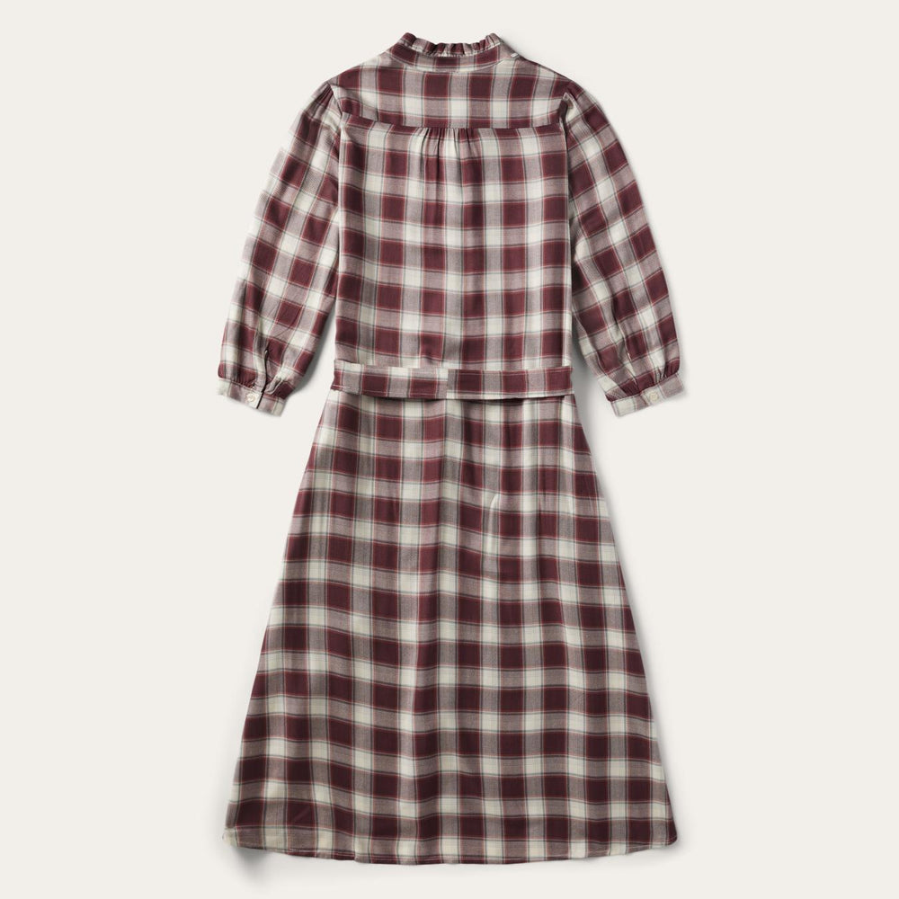 Women Shirt Dresses | Stetson Gaucho Plaid Prairie Shirt Dress Wine