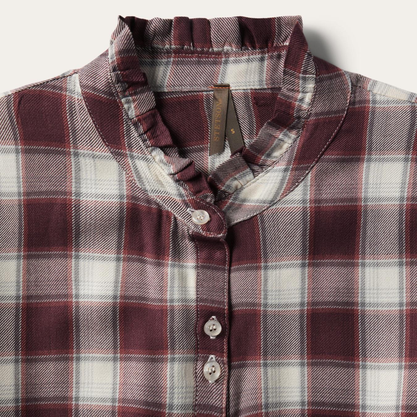 Women Shirt Dresses | Stetson Gaucho Plaid Prairie Shirt Dress Wine