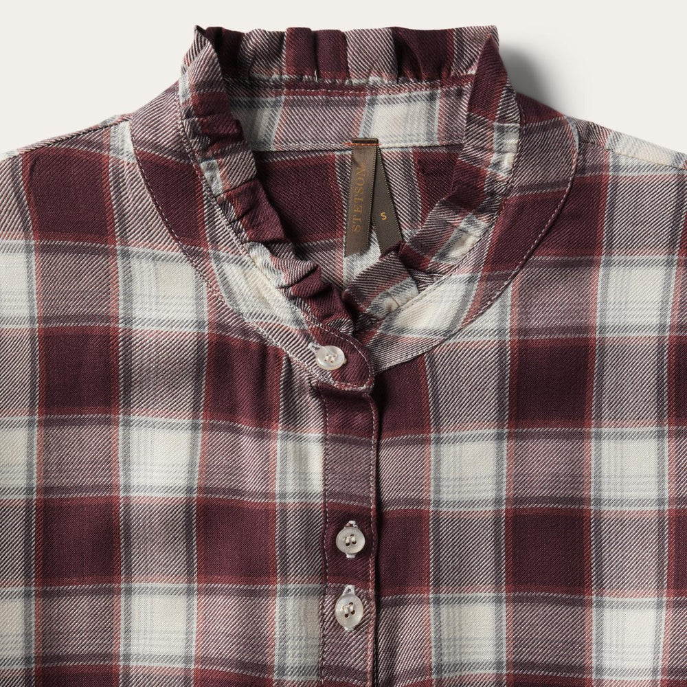 Women Shirt Dresses | Stetson Gaucho Plaid Prairie Shirt Dress Wine