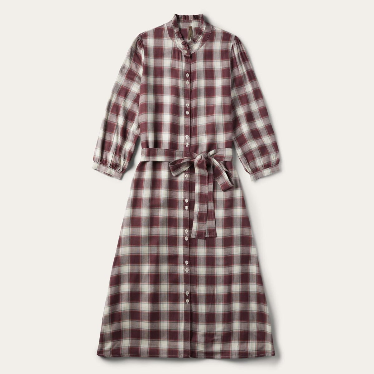 Women Shirt Dresses | Stetson Gaucho Plaid Prairie Shirt Dress Wine