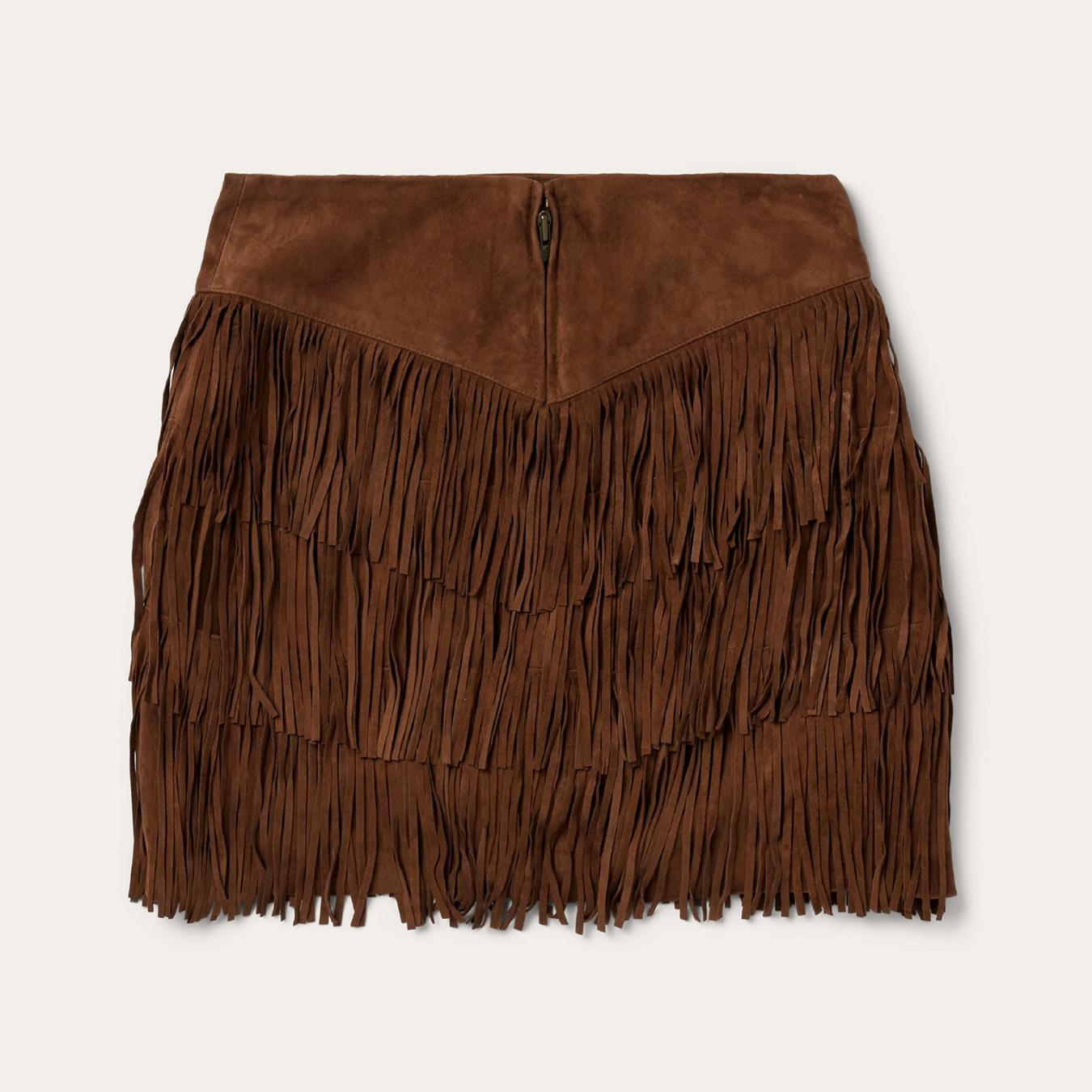 Women Skirts &amp; Shorts | Stetson Lamb Suede Fringe Mini Skirt Brown