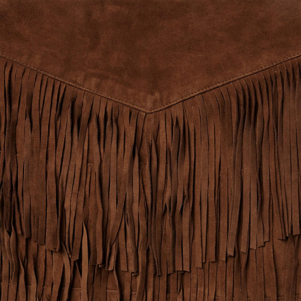 Women Skirts &amp; Shorts | Stetson Lamb Suede Fringe Mini Skirt Brown