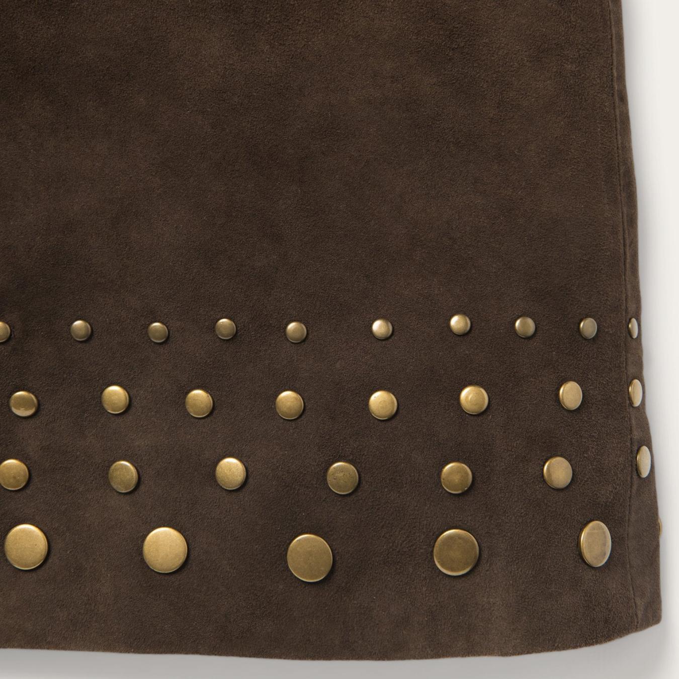 Women Skirts &amp; Shorts | Stetson Lamb Suede Skirt With Nailheads Brown