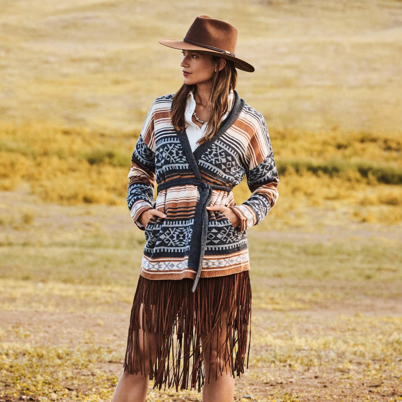 Women Skirts &amp; Shorts | Stetson Suede Fringed Skirt Brown