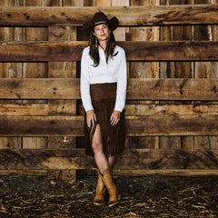 Women Skirts &amp; Shorts | Stetson Suede Fringed Skirt Brown