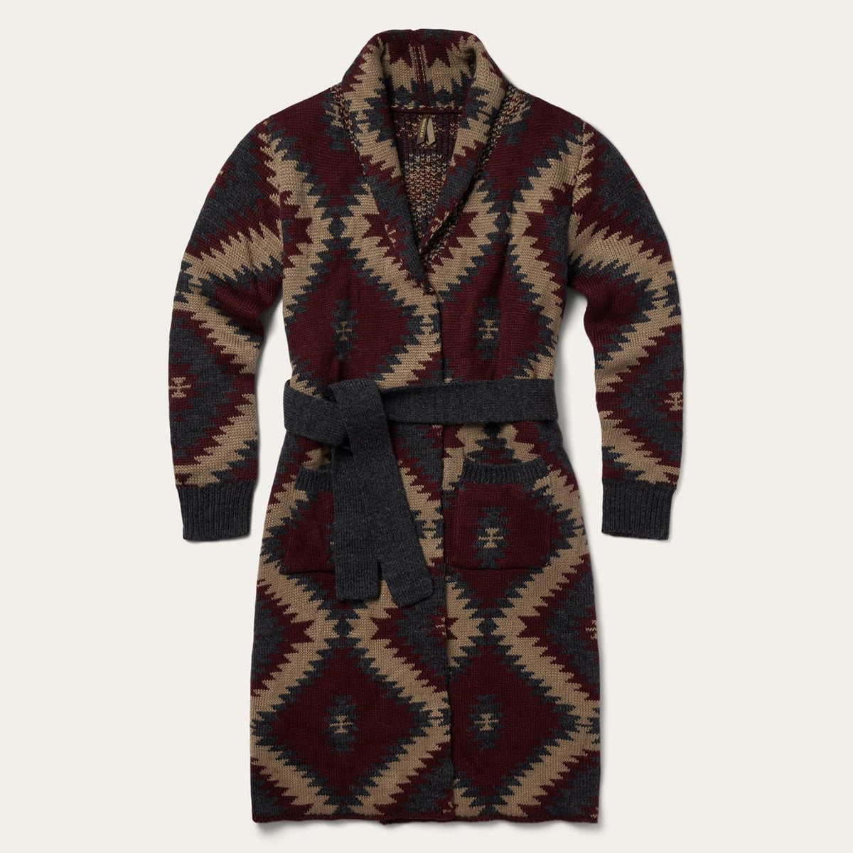 Women Sweaters | Stetson Aztec Duster Sweater Wine