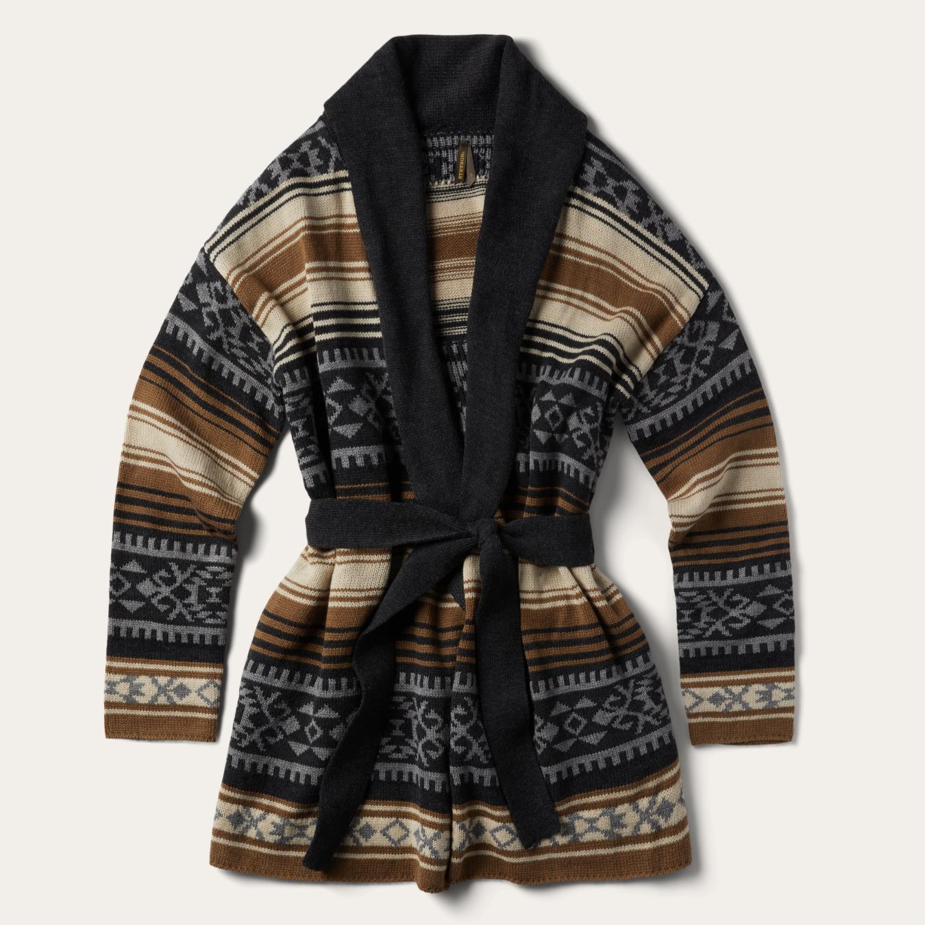 Women Sweaters | Stetson Brown Serape Belted Cardigan Brown