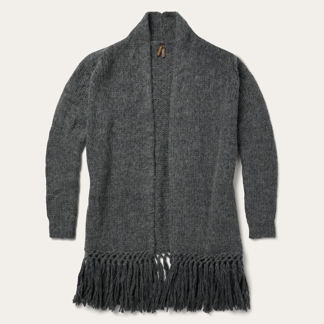 Women Sweaters | Stetson Charcoal Fringed Cardigan Grey