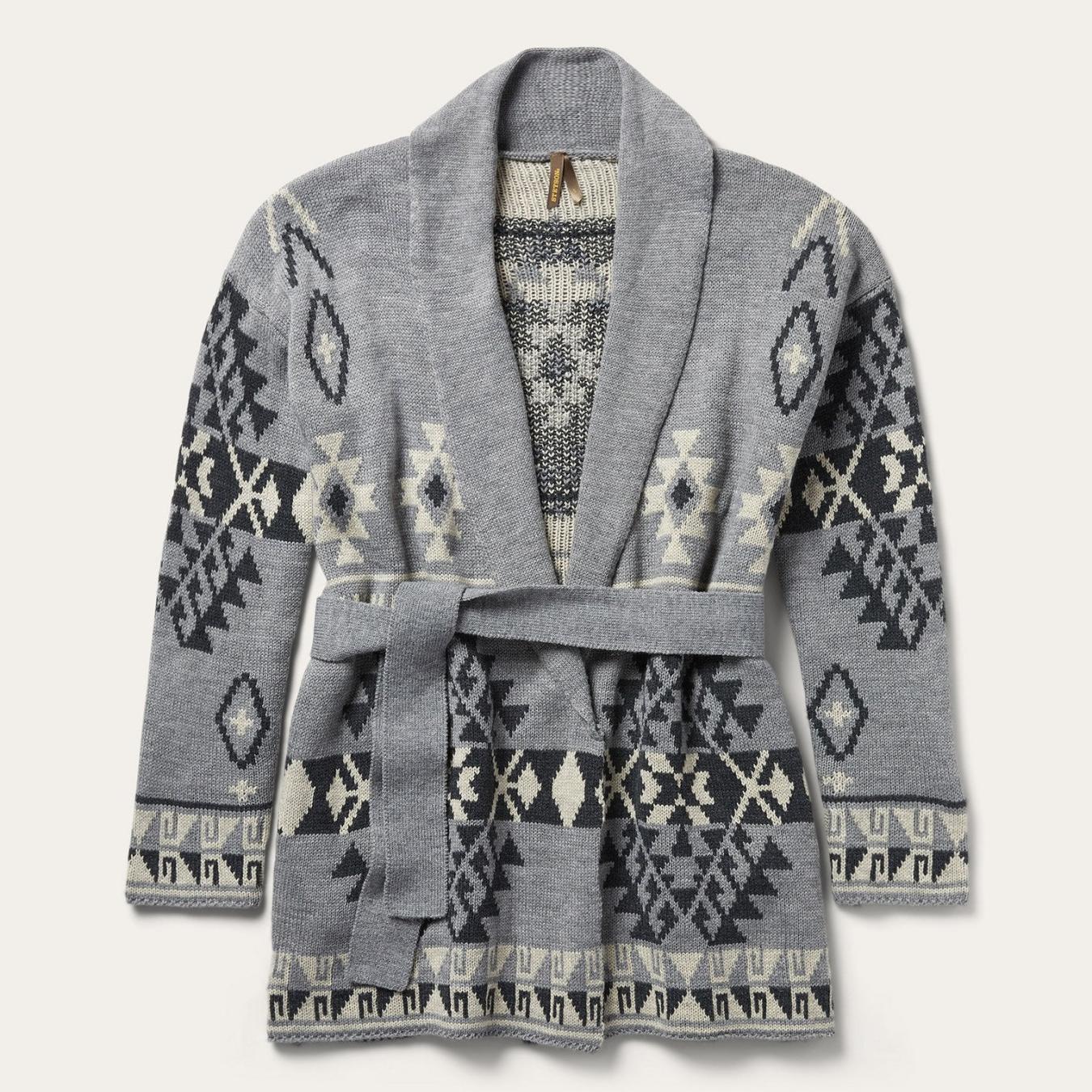Women Sweaters | Stetson Chunky Knit Tie Sweater In Grey Grey