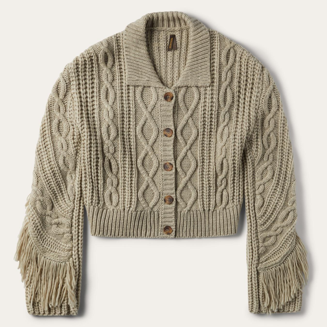 Women Sweaters | Stetson Cream Fringed Cardigan Tan