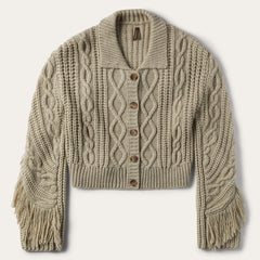 Women Sweaters | Stetson Cream Fringed Cardigan Tan