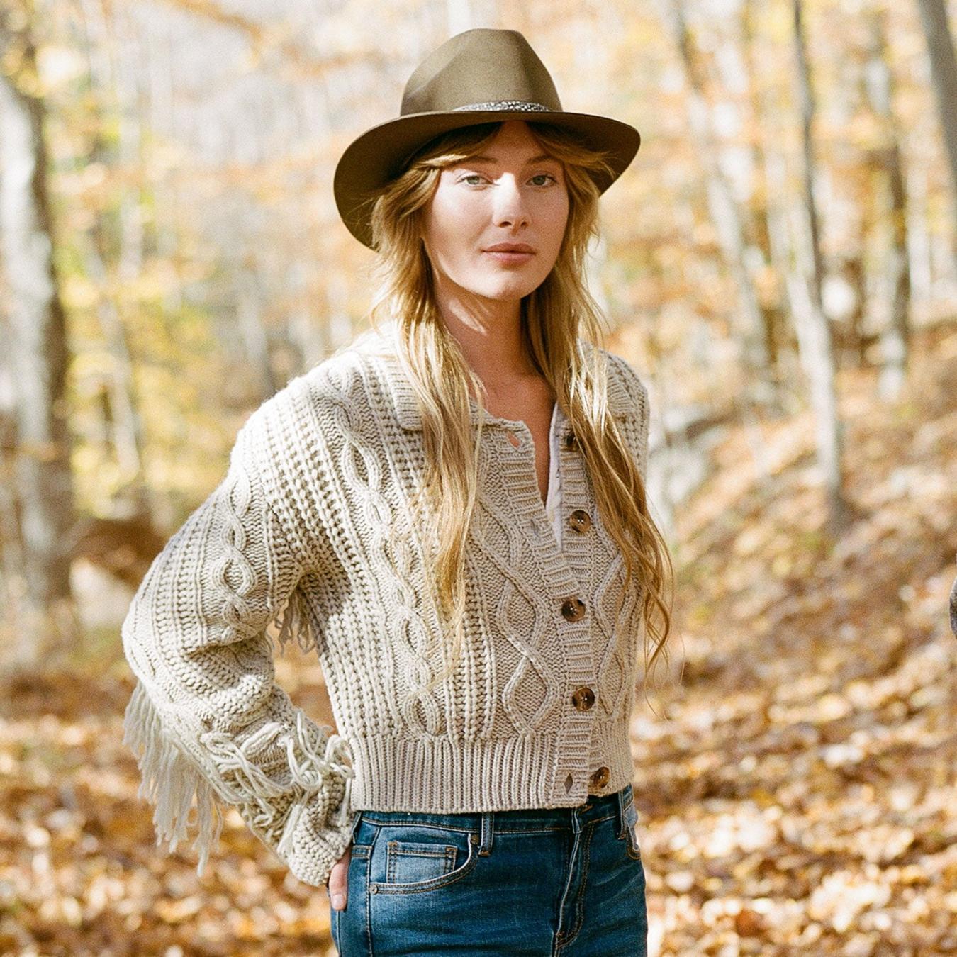 Women Sweaters | Stetson Cream Fringed Cardigan Tan
