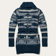 Women Sweaters | Stetson Indigo Aztec Belted Cardigan Blue