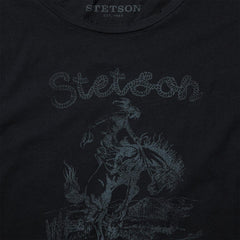 Women Tees | Stetson Bucking Cowboy Graphic Tee Black