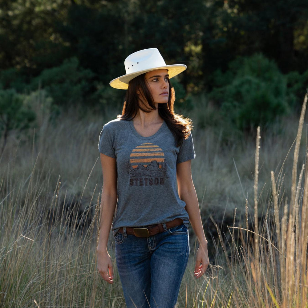 Women Tees | Stetson Sunset Graphic Tee Grey