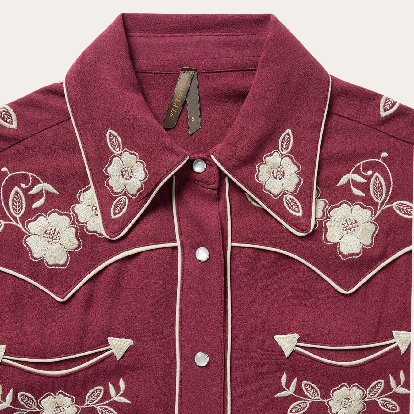 Women Western Shirts | Stetson Wine Classic Western Snap Shirt Wine