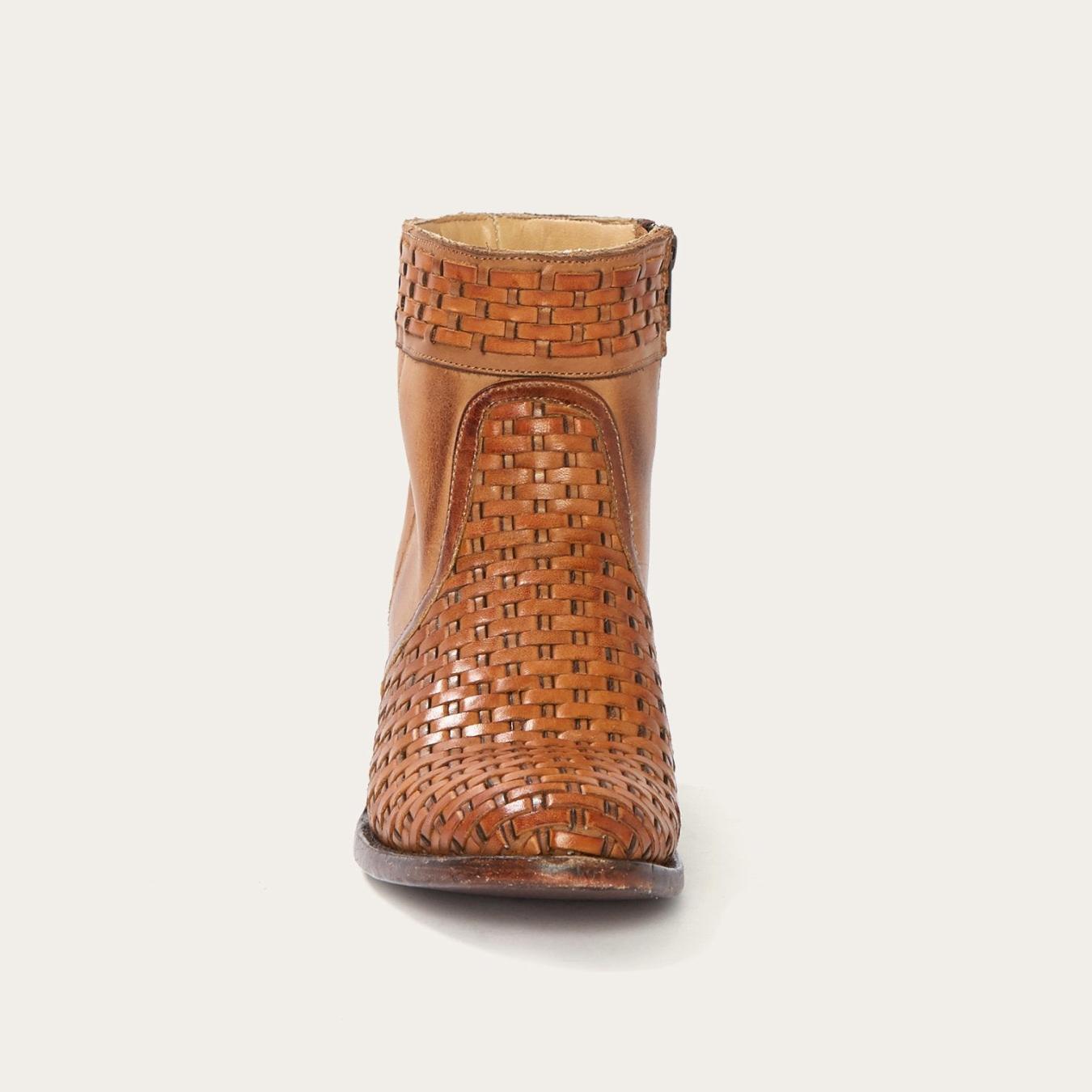 Women Western | Stetson Basketweave Side Zip Ankle Boot Brown
