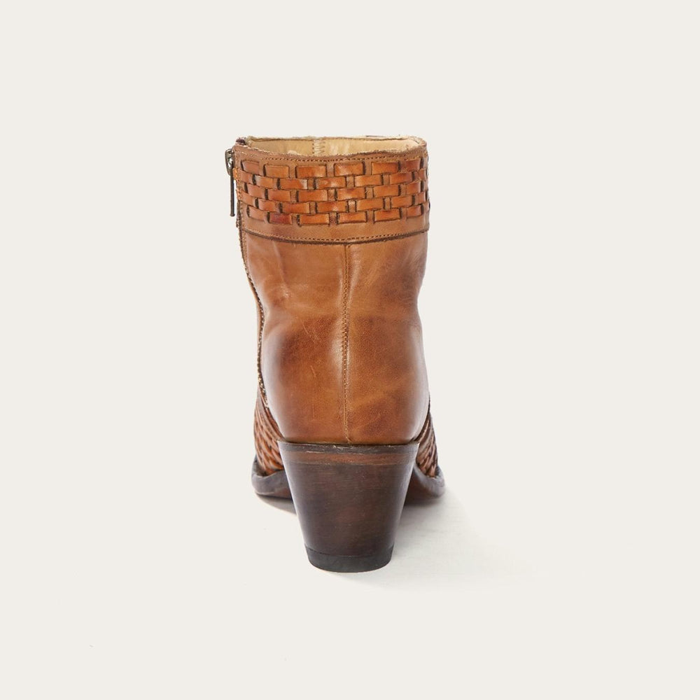 Women Western | Stetson Basketweave Side Zip Ankle Boot Brown