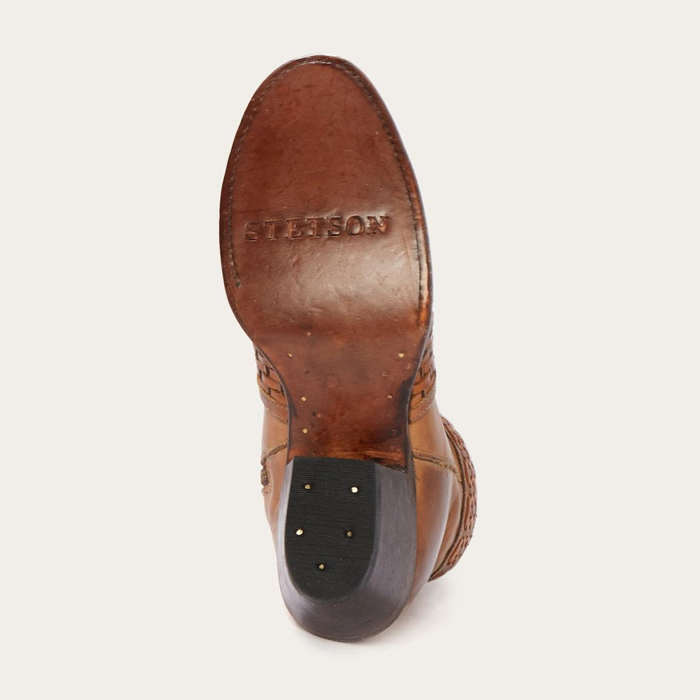 Women Western | Stetson Basketweave Side Zip Ankle Boot Brown